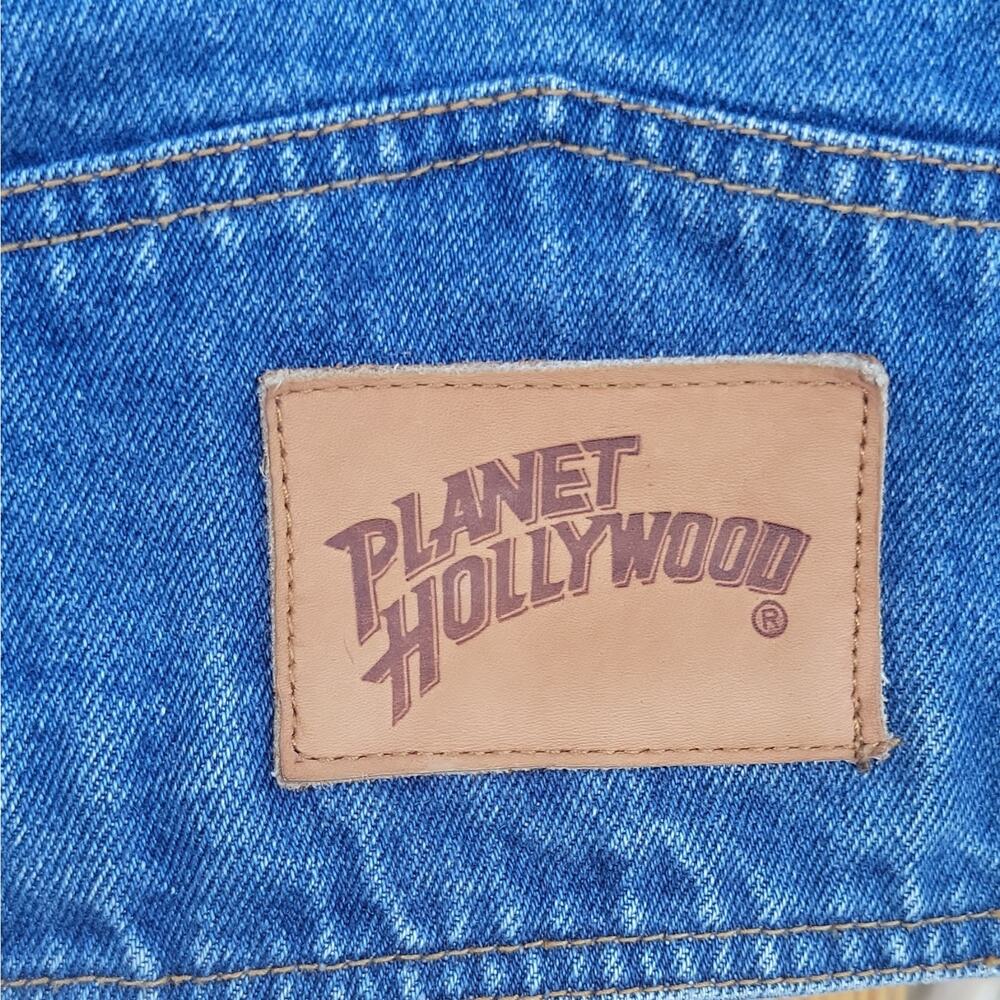 Vintage 90s Planet Hollywood St. Louis Denim Trucker Jacket Embroidered Logo - Picture 7 of 10